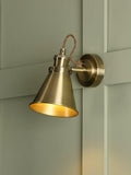 Laura Ashley Rufus single wall light in antique brass finish, UK version