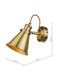 Laura Ashley Rufus single wall light in antique brass finish, UK version