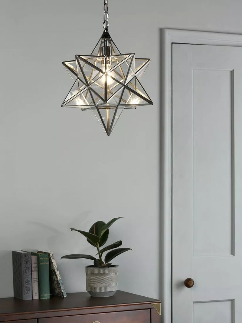 Laura Ashley star glass ceiling light polished silver, UK version