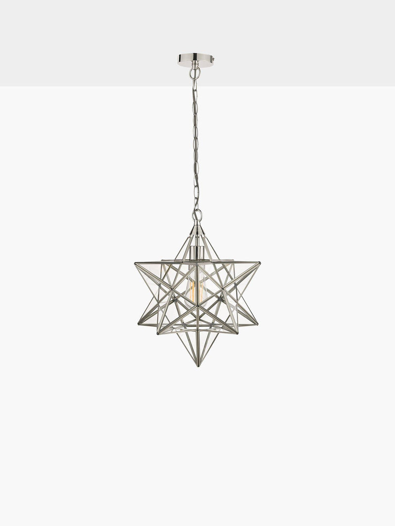 Laura Ashley star glass ceiling light polished silver, UK version