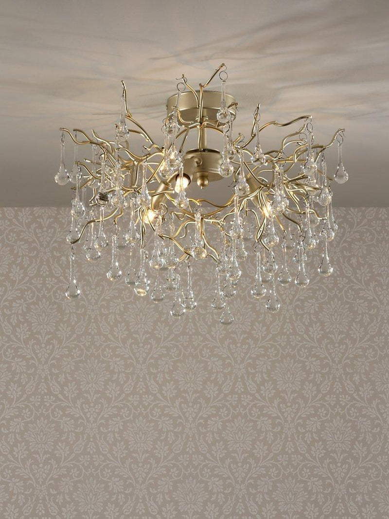 Laura Ashley Willow crystal semi-flush ceiling light, UK version