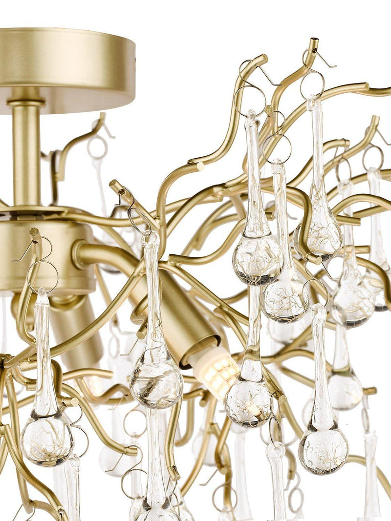 Laura Ashley Willow crystal semi-flush ceiling light, UK version