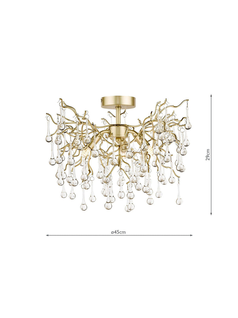 Laura Ashley Willow crystal semi-flush ceiling light, UK version
