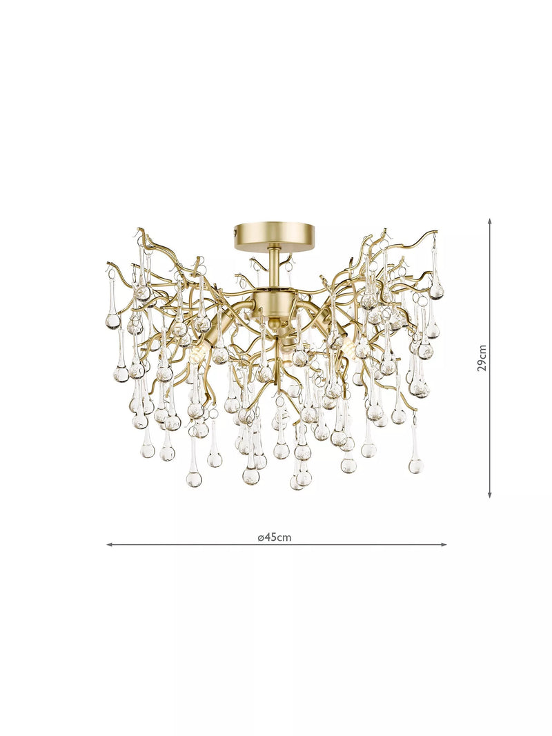 Laura Ashley Willow crystal semi-flush ceiling light, UK version