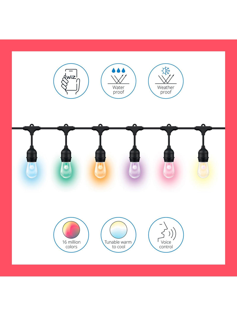 WiZ smart outdoor festoon lights LED colour changing (British brand)