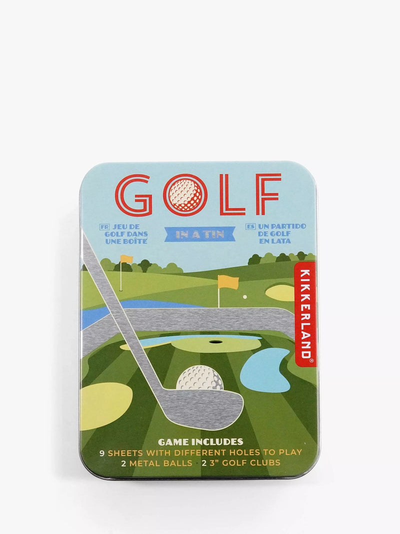 Kikkerland golf in a tin game retro miniature set, imported from the UK