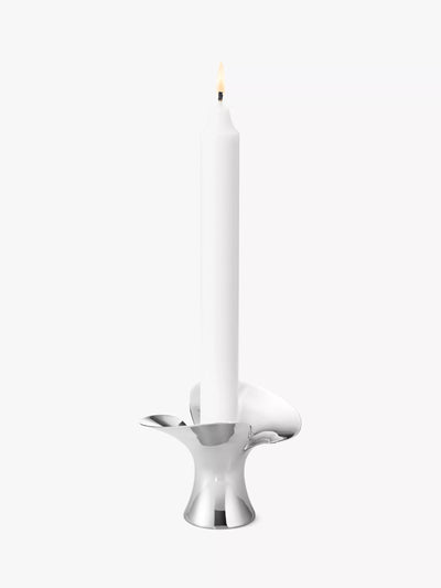 John Lewis Small Silver Candlestick with Organic Leaf Design- Buy online at McGrocer