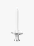 Georg Jensen silver small candlestick with organic leaf design, UK version