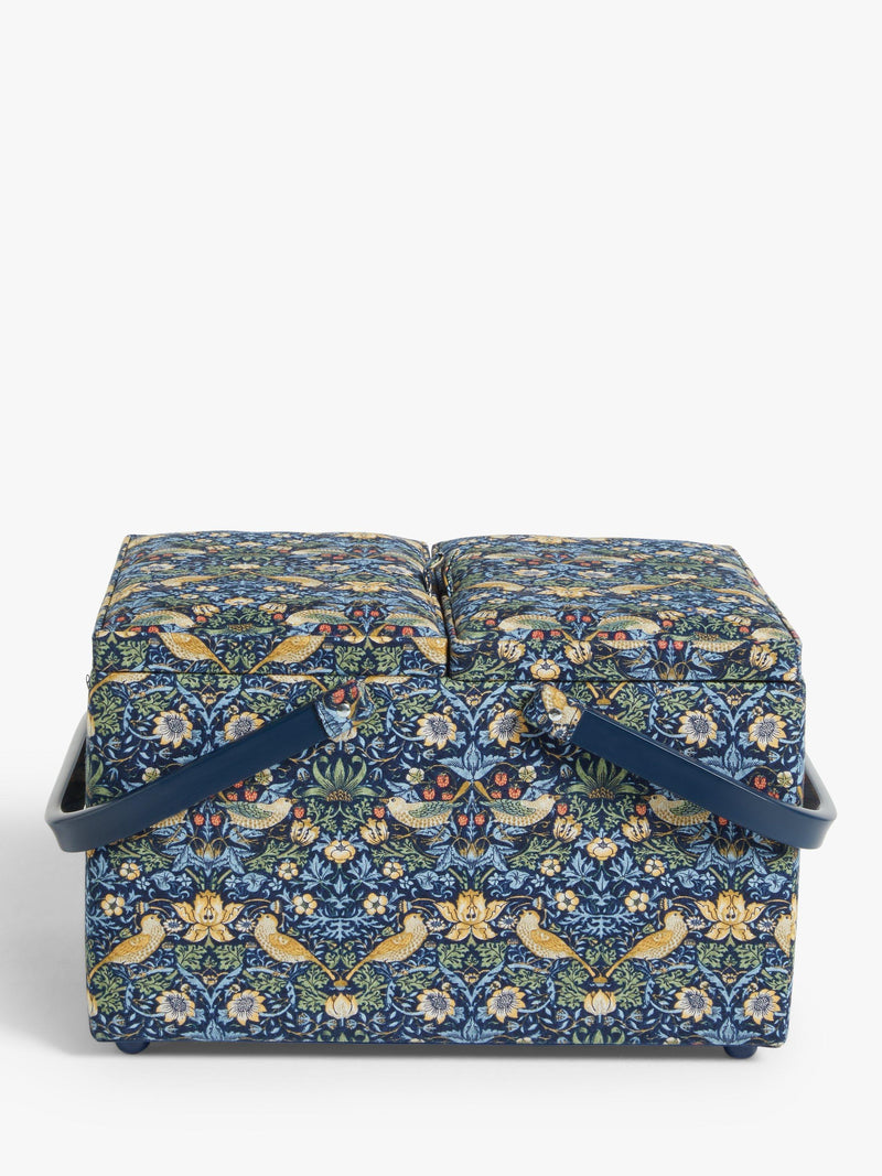John Lewis sewing basket Strawberry Thief twin lid navy (British brand)