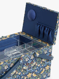 John Lewis sewing basket Strawberry Thief twin lid navy (British brand)