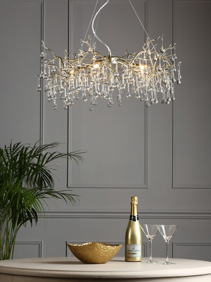 Laura Ashley Willow Crystal Grande ceiling light Champagne - British product