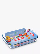 John Lewis Pyrex Essentials Rectangular Glass Roasting Dish, 2.6L, 35cm, Clear- Buy online at McGrocer