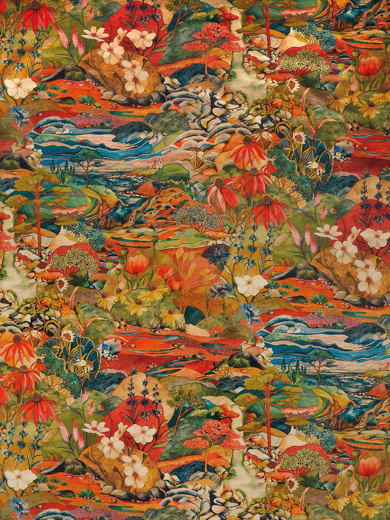 Osborne & Little Trebah Velvet Fabric Carmine (British brand)