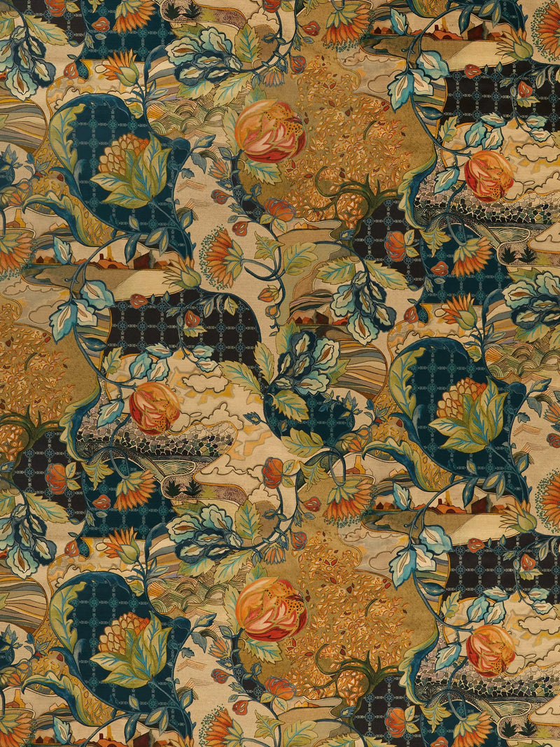 Osborne & Little Hartfield Velvet Fabric Mallard, imported from the UK