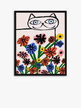 John Lewis John Lewis Marcello Velho Garden Cat Framed Print Multi 52 x 42cm- Buy online at McGrocer