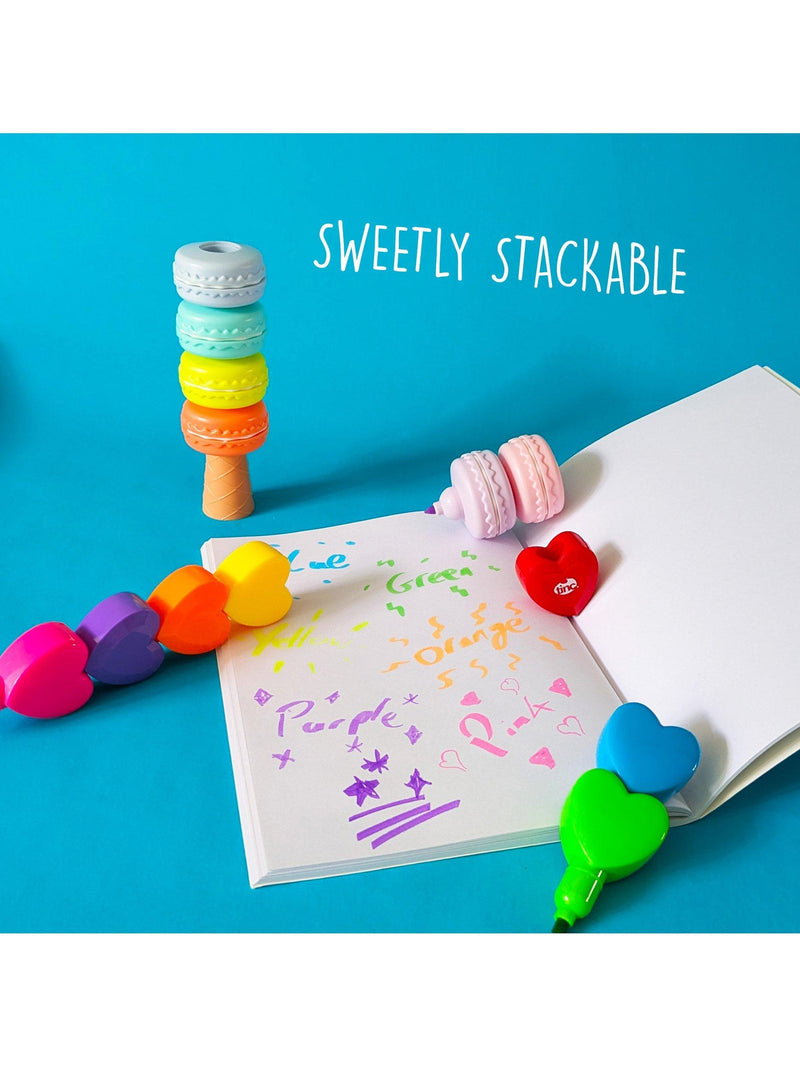 Tinc macaroon-themed stacking highlighter pen set, 5 pieces (British brand)