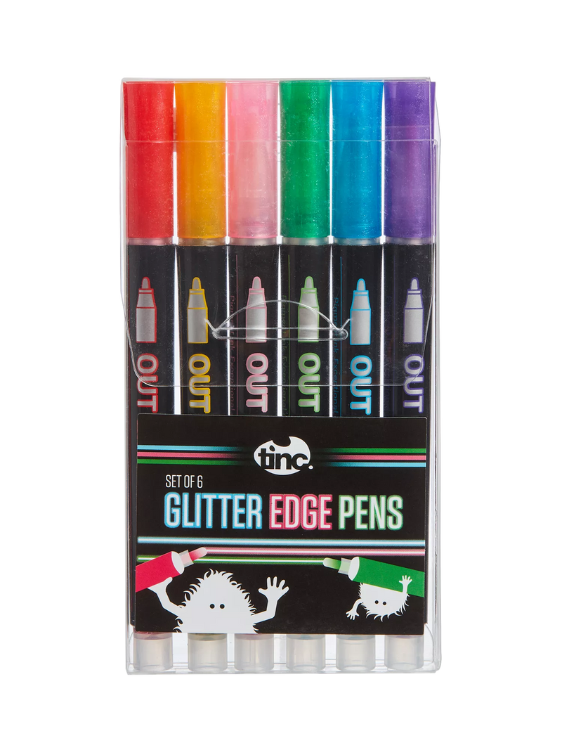 Tinc glitter edge pens multi colour pack of 6 (British brand)