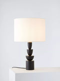 John Lewis stacked wooden table lamp with linen shade, imported from the UK