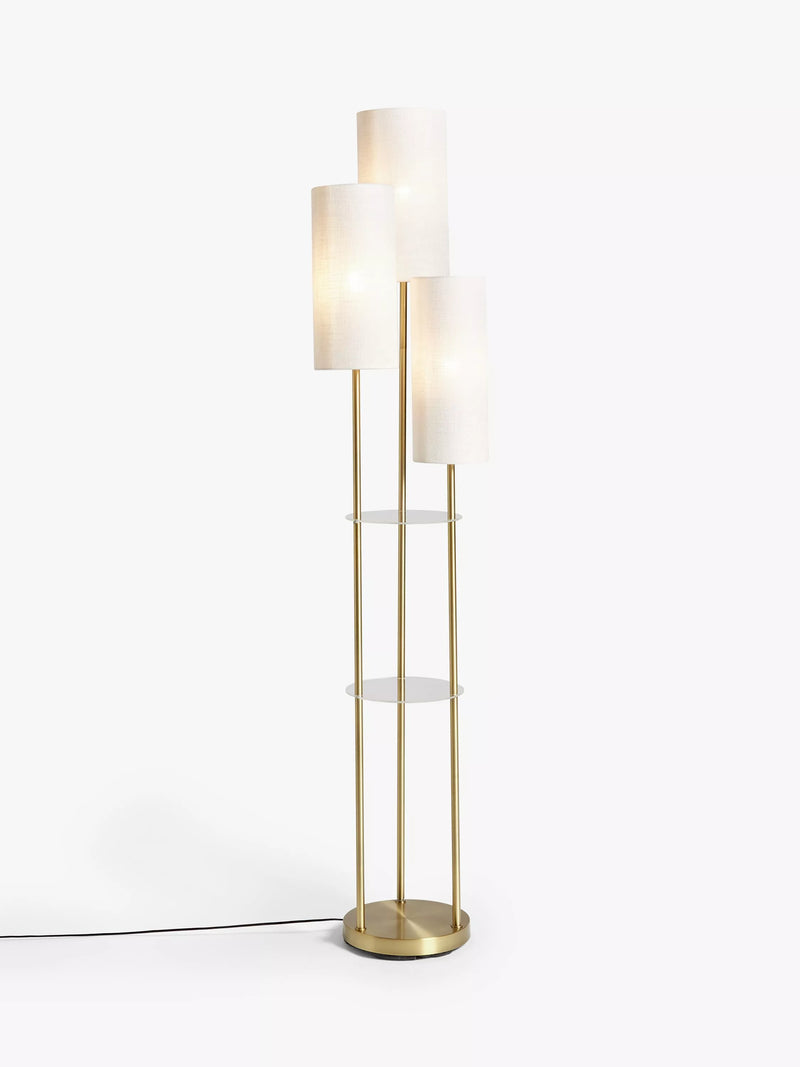 John Lewis Cluster Trio floor lamp with brass and linen shades (British brand)