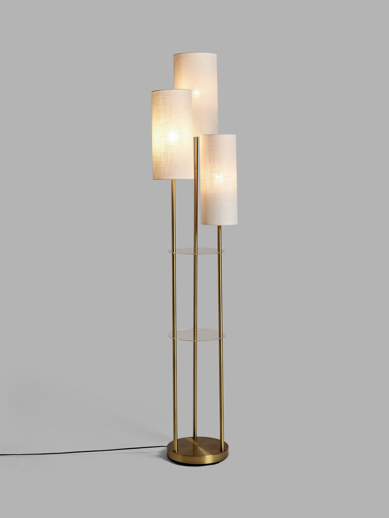 John Lewis Cluster Trio floor lamp with brass and linen shades (British brand)