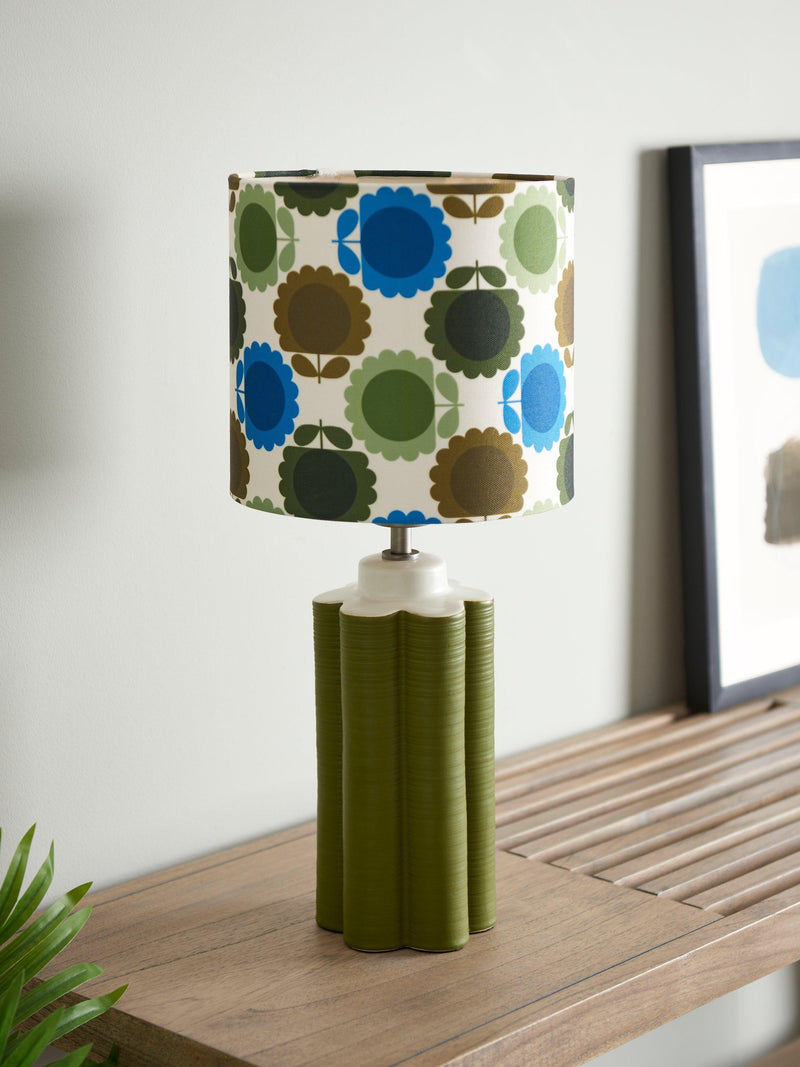 Orla Kiely green scallop table lamp 49cm, imported from the UK
