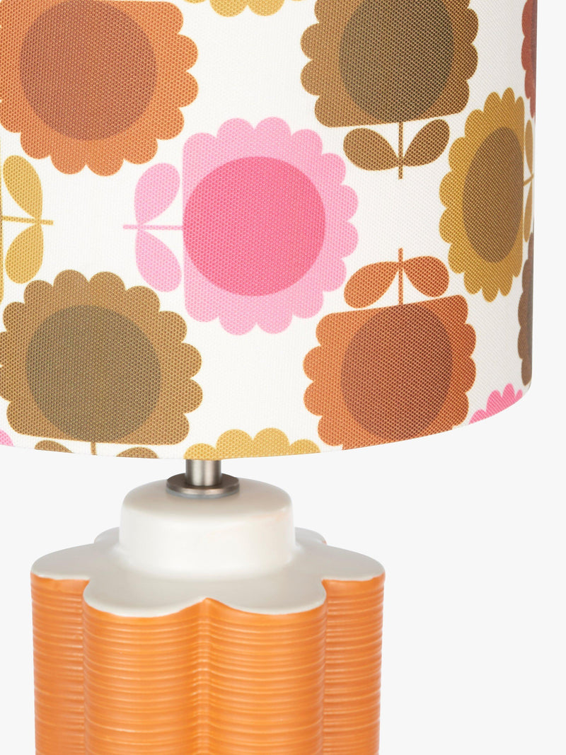 Orla Kiely scallop table lamp in terracotta, imported from the UK