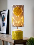 Orla Kiely yellow blossom ceramic table lamp, imported from the UK