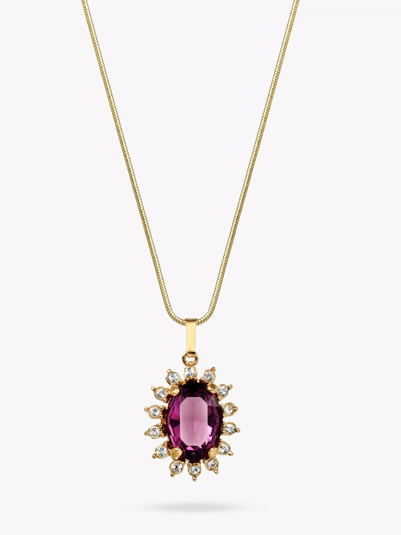 Eclectica Pre-Loved 18ct Gold Plated Swarovski Crystal Radial Pendant Necklace