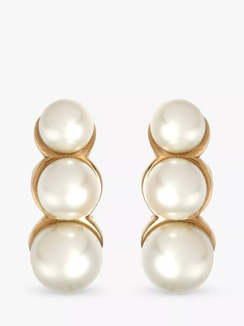 Eclectica 18ct gold plated faux pearl clip-on earrings, UK version