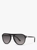 John Lewis Persol PO3302S Unisex Aviator Polarised Sunglasses, Black/Grey Gradient, 55mm- Buy online at McGrocer
