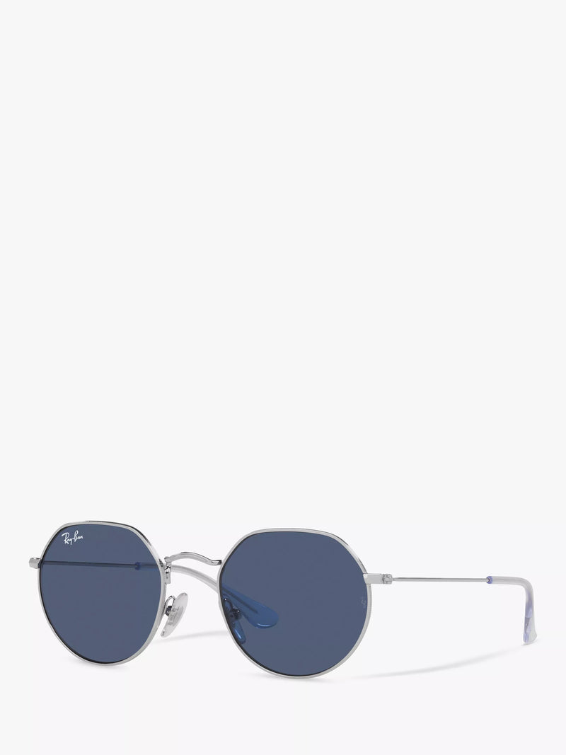 Ray-Ban Junior Jack Sunglasses Silver/Blue, imported from the UK