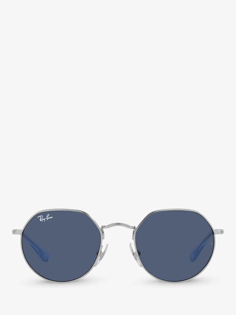 Ray-Ban Junior Jack Sunglasses Silver/Blue, imported from the UK