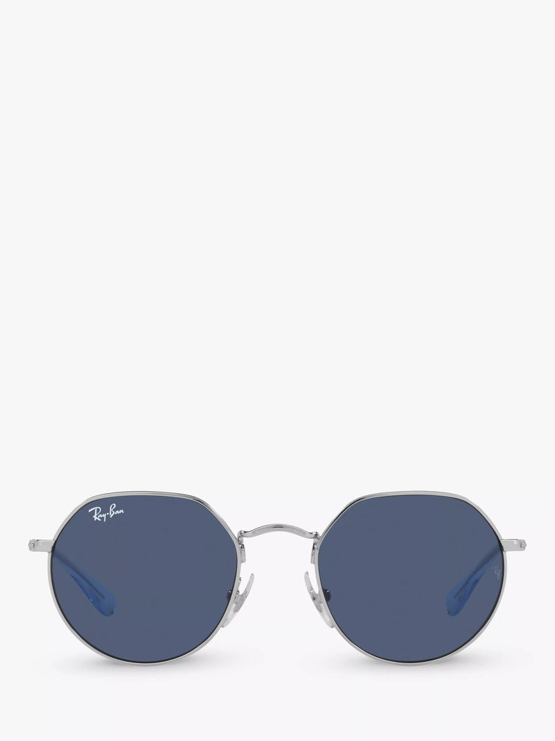 Ray-Ban Junior Jack Sunglasses Silver/Blue, imported from the UK