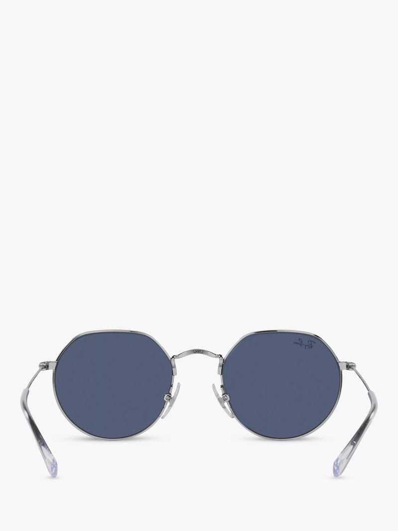 Ray-Ban Junior Jack Sunglasses Silver/Blue, imported from the UK