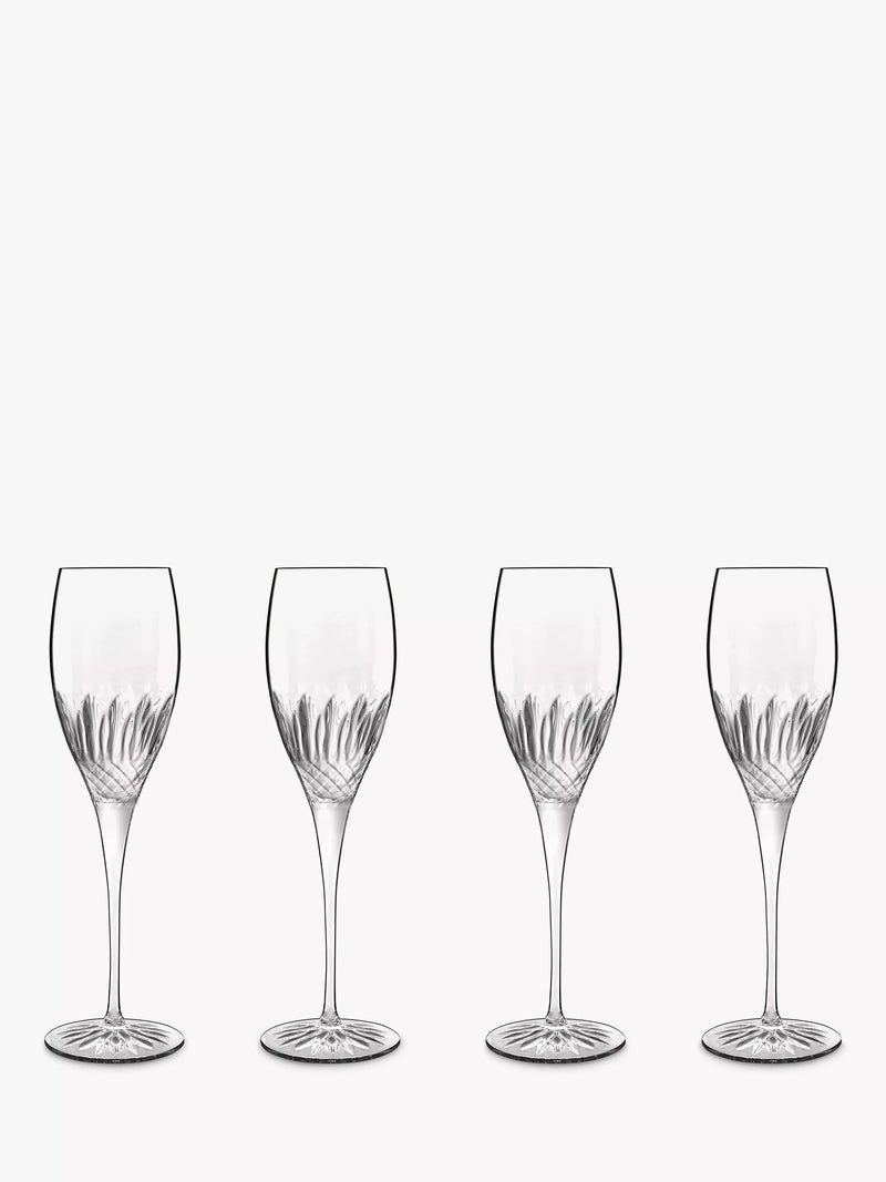 Luigi Bormioli Diamante champagne flutes set of 4 220ml (British brand)