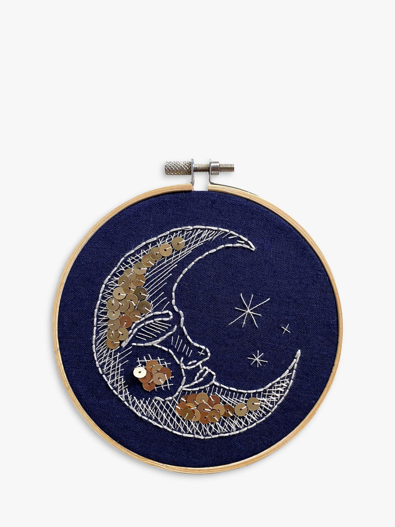 MakeBox & Co moth moon embroidery kit 15cm 12cm - British product