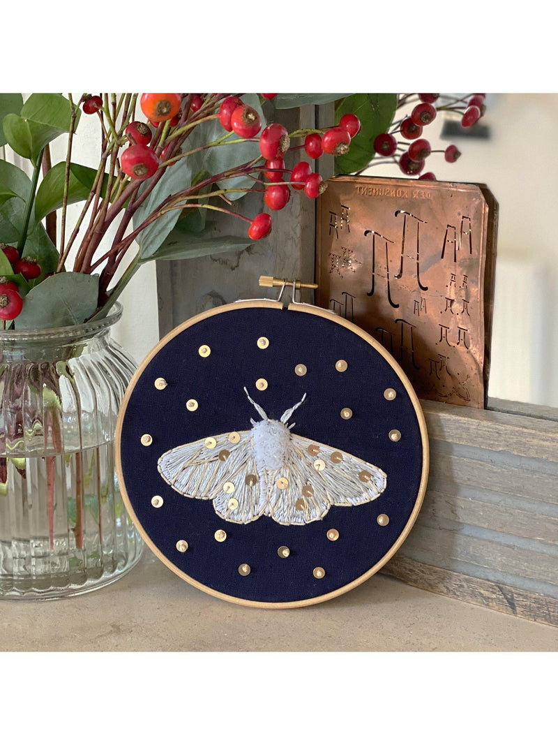 MakeBox & Co moth moon embroidery kit 15cm 12cm - British product