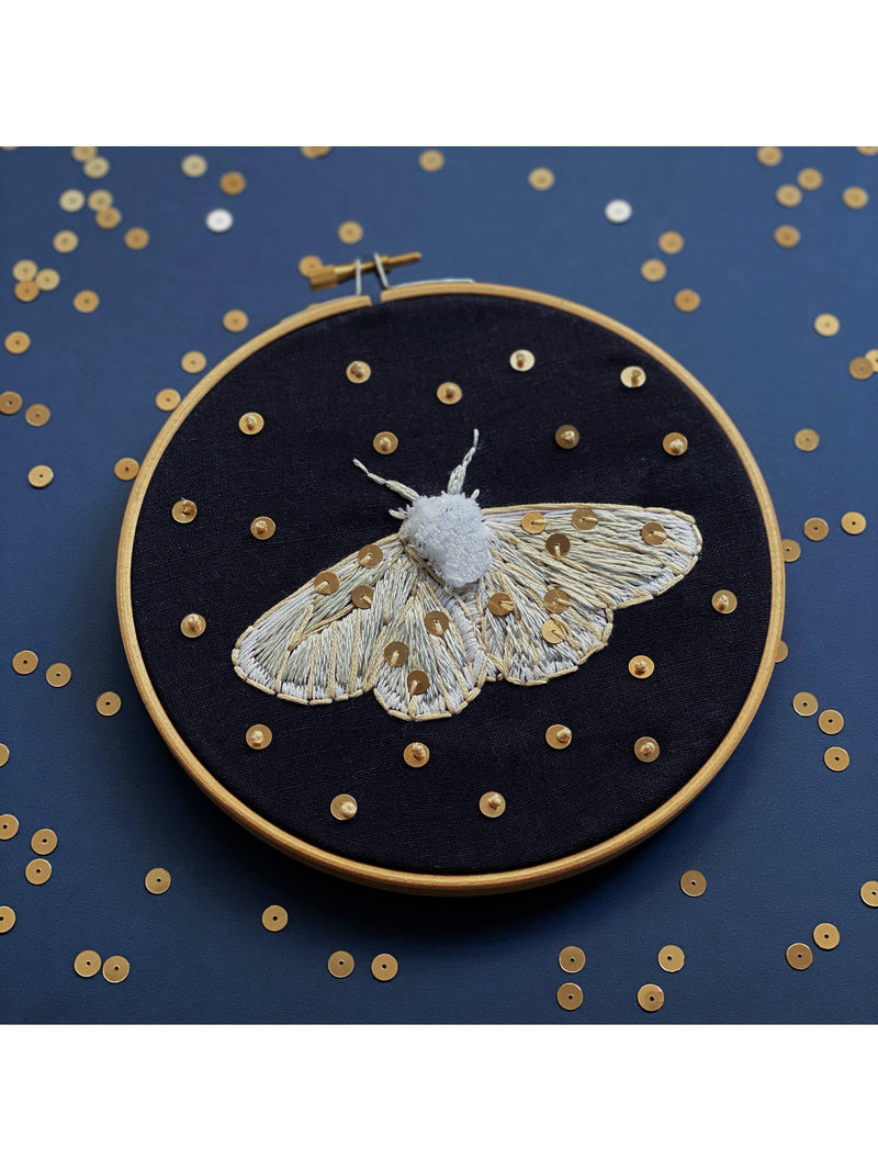 MakeBox & Co moth moon embroidery kit 15cm 12cm - British product