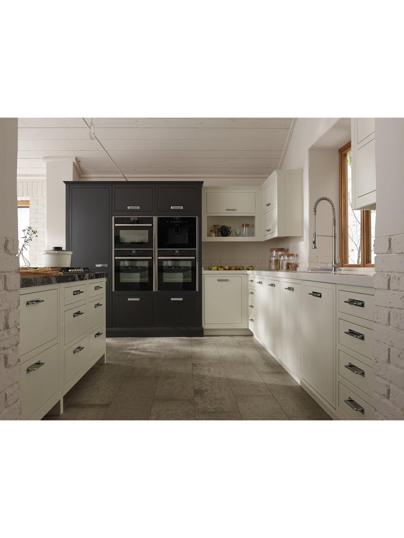 Abode stainless steel kitchen tap with single lever and pull-around head, 670mm high - British product