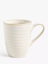 John Lewis Ribbed Stoneware Coffee Mug for Latte, 297ml in White- Buy online at McGrocer