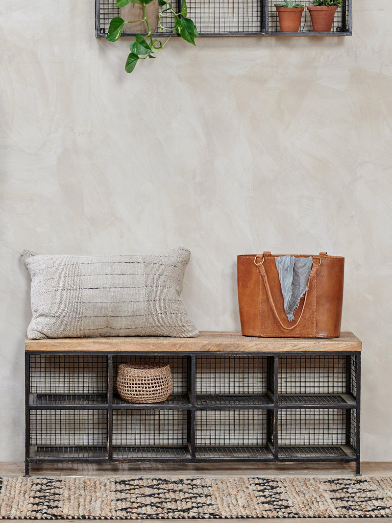 nkuku Hasa storage bench iron frame mango wood (British brand)