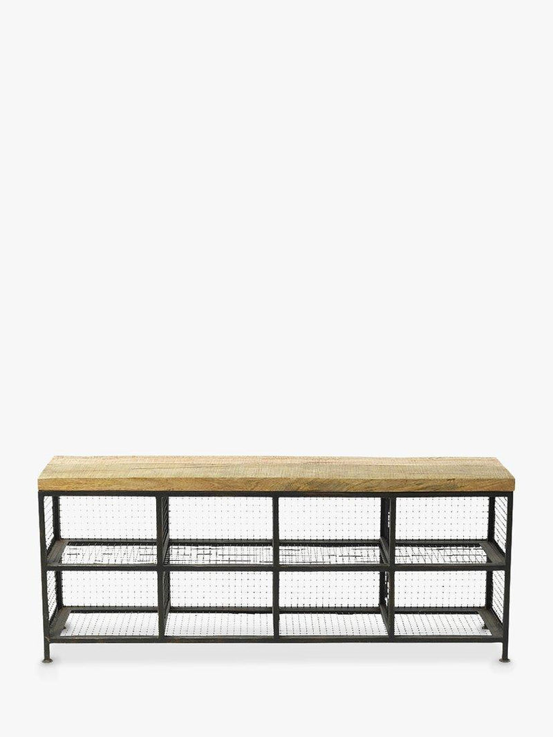 nkuku Hasa storage bench iron frame mango wood (British brand)