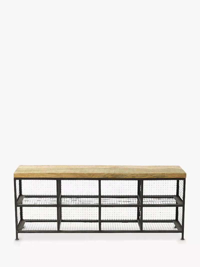 nkuku Hasa storage bench iron frame mango wood (British brand)