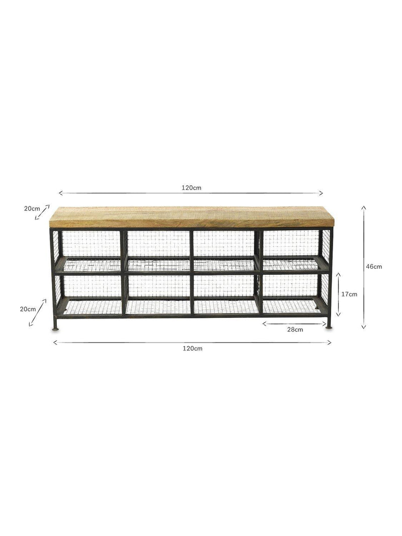 nkuku Hasa storage bench iron frame mango wood (British brand)