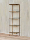 nkuku Mahi iron shelving unit antique brass tall - British product