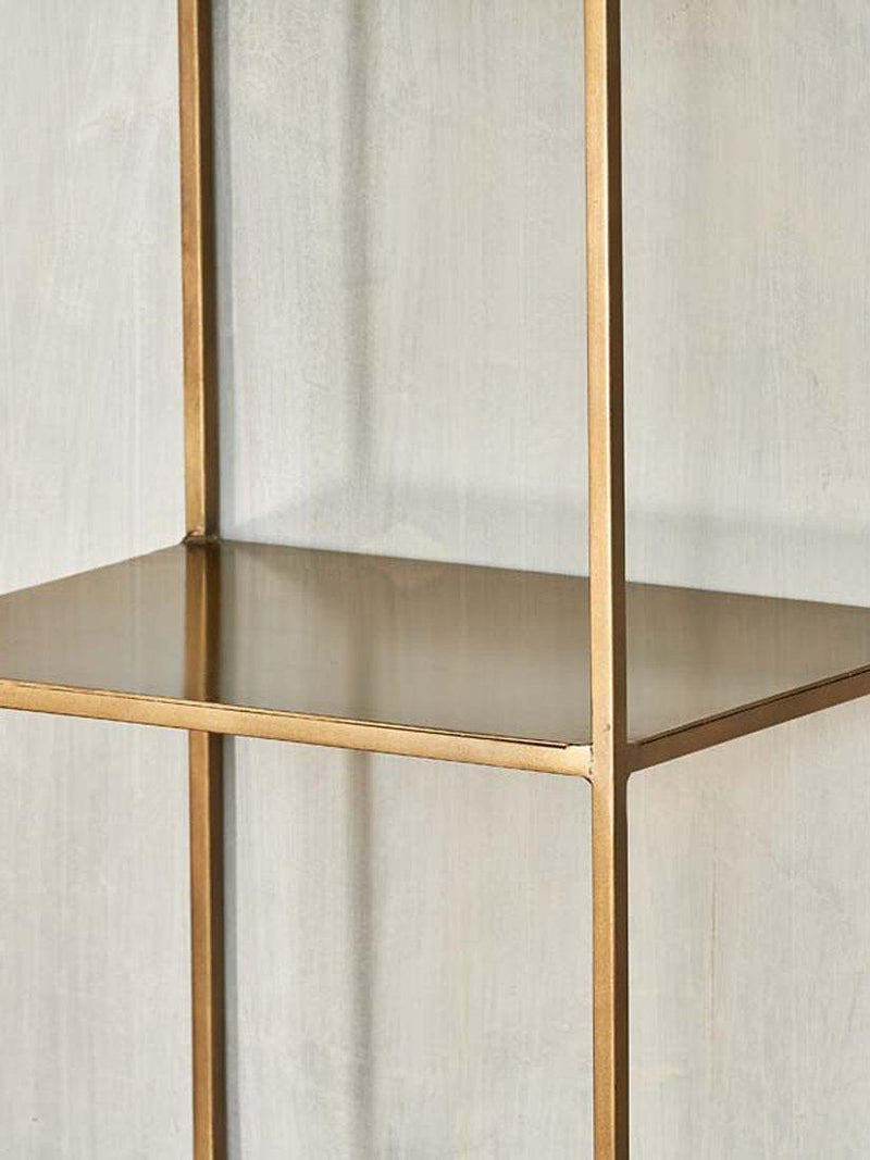 nkuku Mahi iron shelving unit antique brass tall - British product