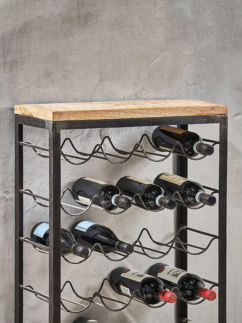nkuku Obra mango wood wine rack 28 bottle, imported from the UK