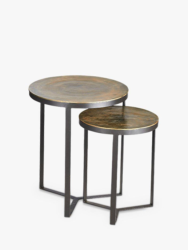 nkuku Maba nesting side tables antique brass set (British brand)