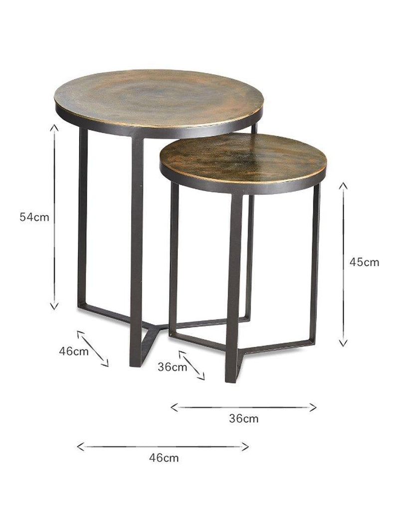 nkuku Maba nesting side tables antique brass set (British brand)