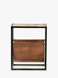 nkuku Alera mango wood and leather magazine rack side table - British product